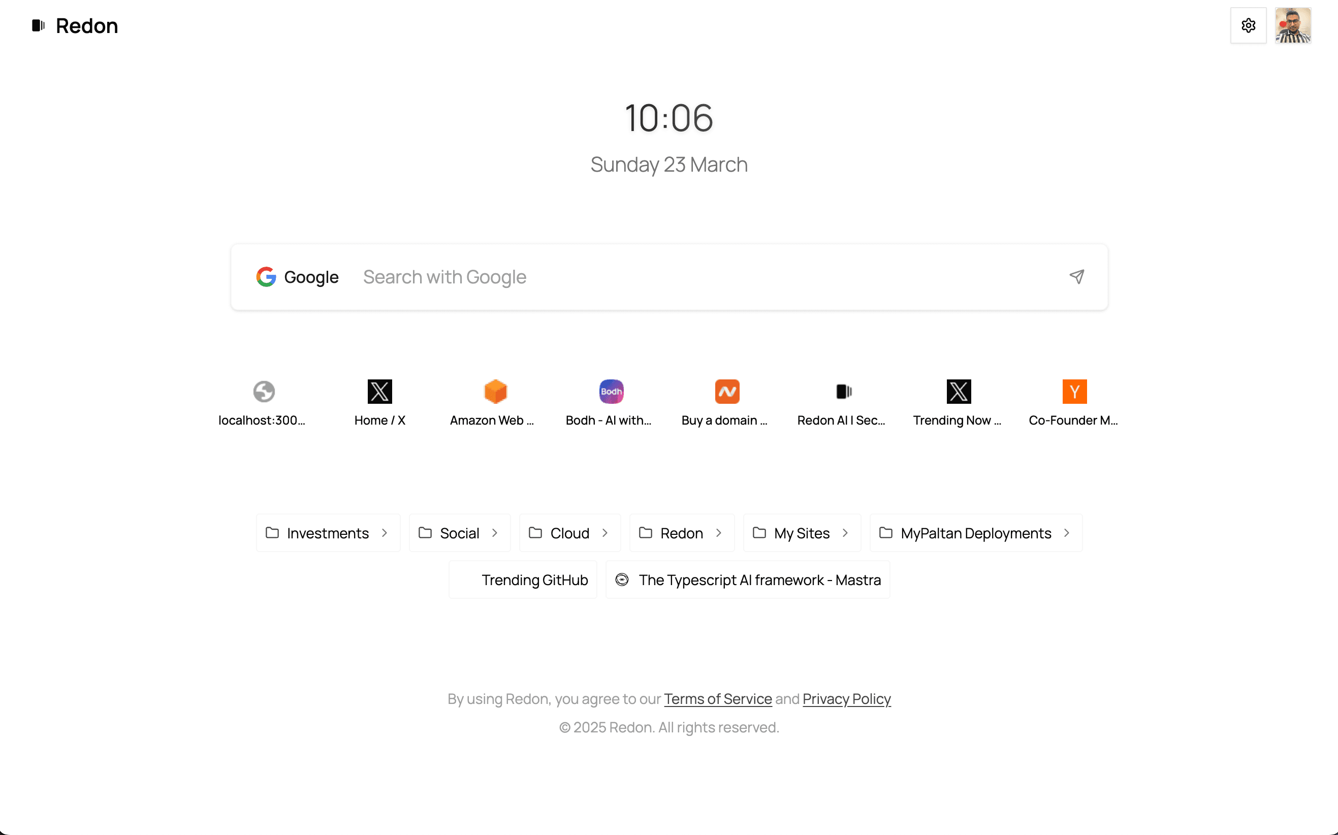 Redon New Tab Screenshot